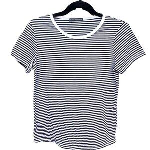 BRANDY MELVILLE 💙 JOHN GALT Black & White Stripe Tee T-Shirt Top